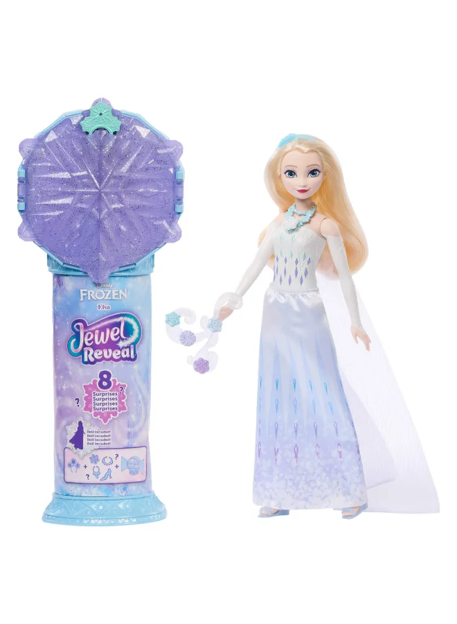 ديزني Frozen Elsa Fashion Doll & Accessories with 8 Surprises, Including Snowflake Gem Box, Ring for Child & 9 Play Pieces, Inspired by Movie